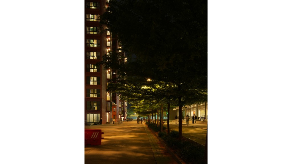 Manipal campus walkways and residences illuminated at night